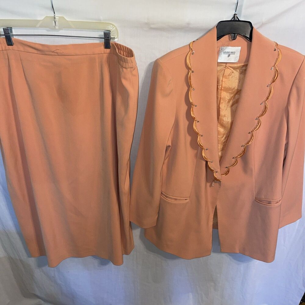 Louise Ricci Women’s Skirt Suit Size 20 Orange Business Formal Party